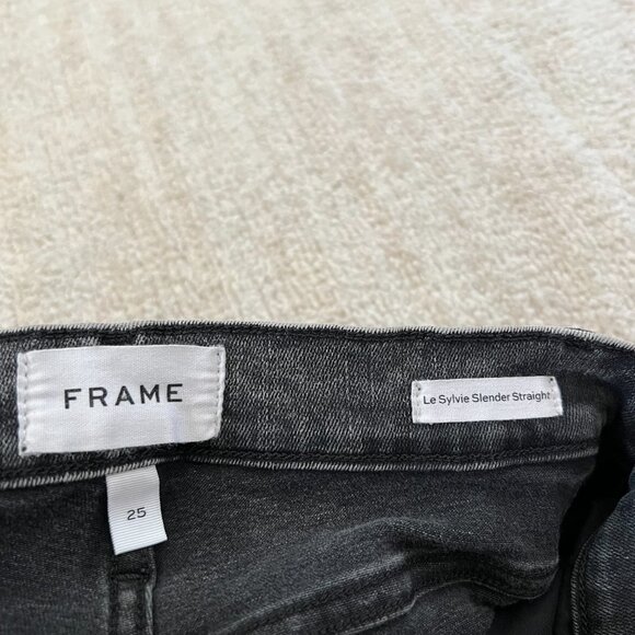 Frame Le Sylvie Slender Straight High Rise Crop Jeans 25 Rockstar - Picture 2 of 10